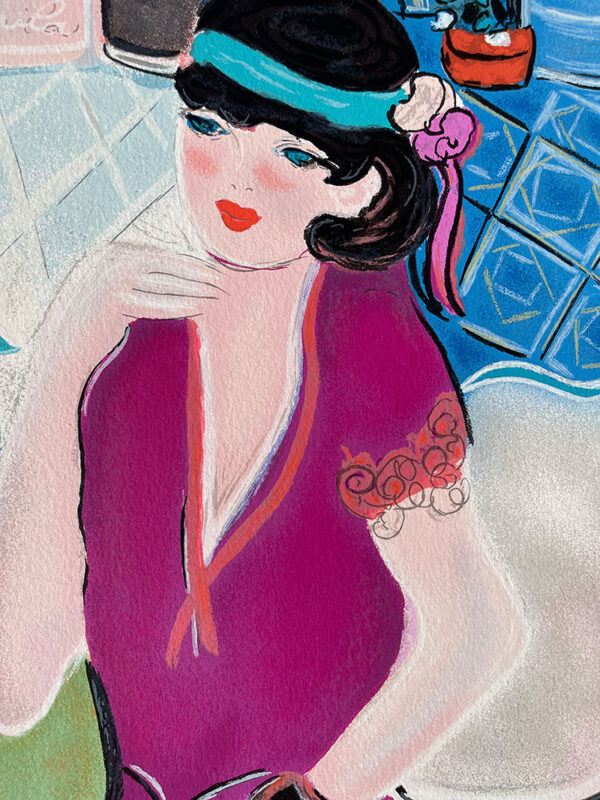 El patio tiempo camila, limited-edition serigraph on cotton paper by Zule, 22X43 - Image 3