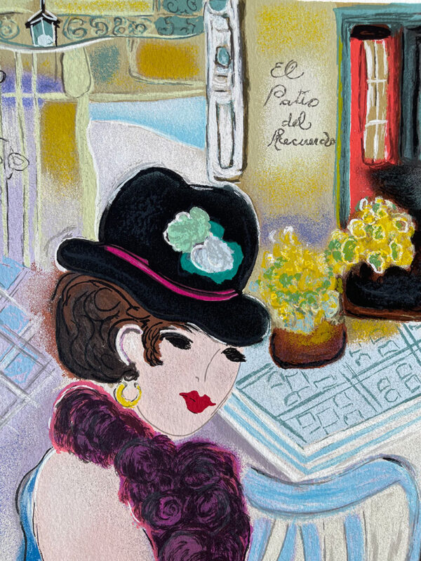 Vestido azul, limited-edition serigraph on cotton paper by Zule, 22X43 - Image 3