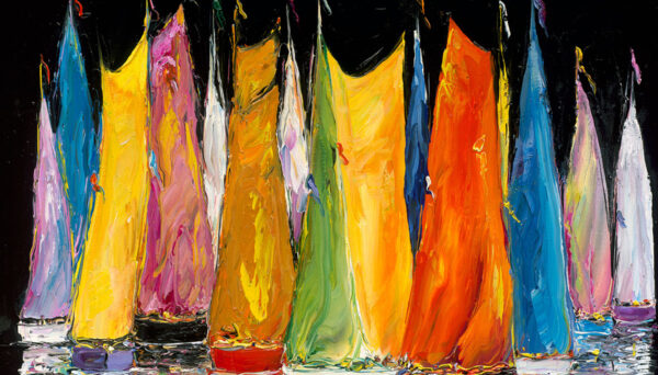 Nuit Flamboyante, limited edition embellished giclee on canvas by Duaiv, 48x42 - Image 3