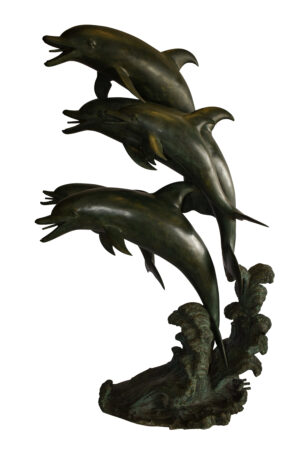 Five life size Dolphins bronze fountain Green Patina  47" x 27" x 84"H