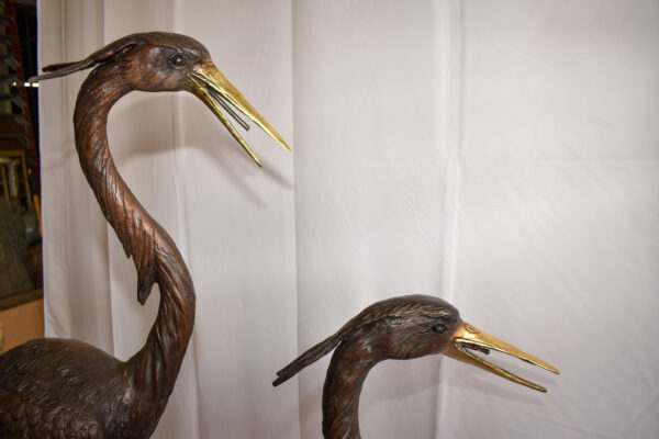 Two Herons on a Tree log Bronze Fountain Statue 38" x 19" x 64"H - Image 13
