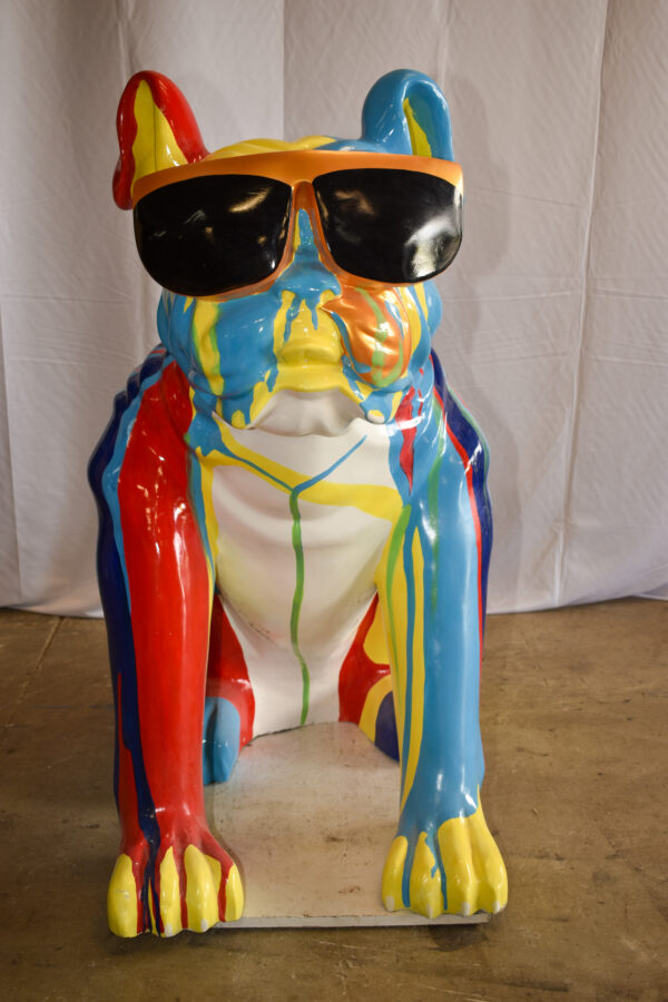 Giant Graffiti Looking British Bulldog with Glasses Resin Statue 29"x 50" x 50"H - Image 3