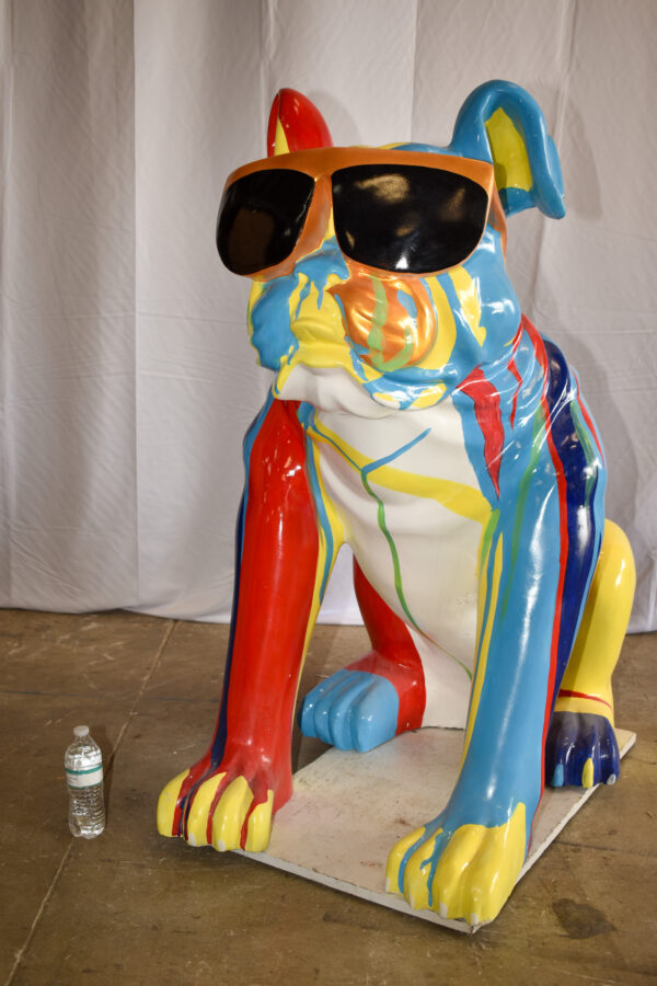 Giant Graffiti Looking British Bulldog with Glasses Resin Statue 29"x 50" x 50"H - Image 4