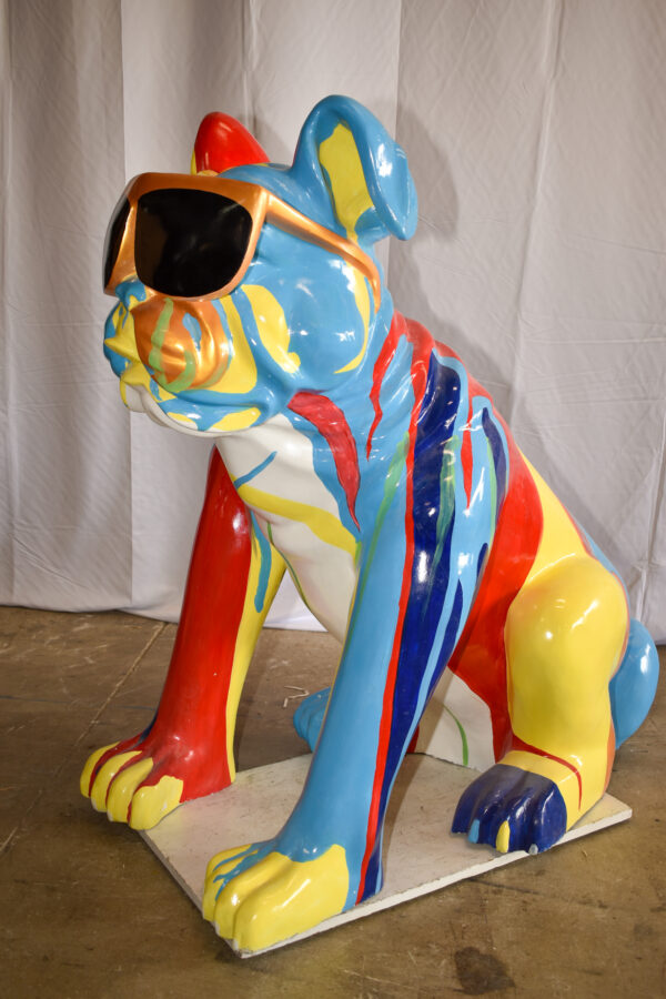 Giant Graffiti Looking British Bulldog with Glasses Resin Statue 29"x 50" x 50"H - Image 5