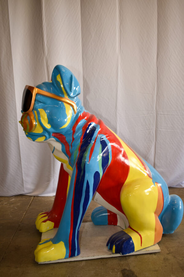 Giant Graffiti Looking British Bulldog with Glasses Resin Statue 29"x 50" x 50"H - Image 6