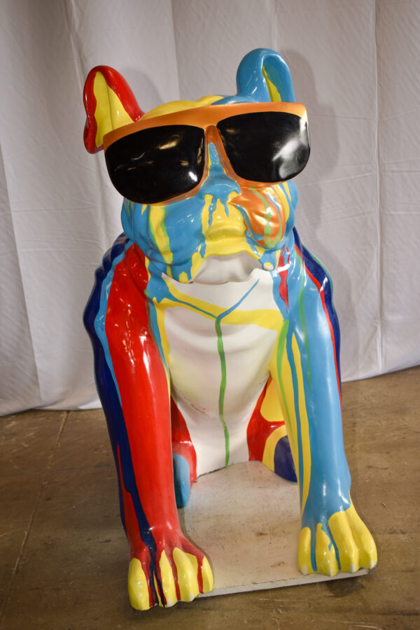 Giant Graffiti Looking British Bulldog with Glasses Resin Statue 29"x 50" x 50"H - Image 13