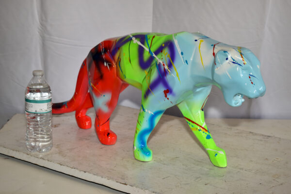 Roaming Graffiti and Splatter paint Jaguar Resin Statue 28" x 7" x 12"H - Image 4