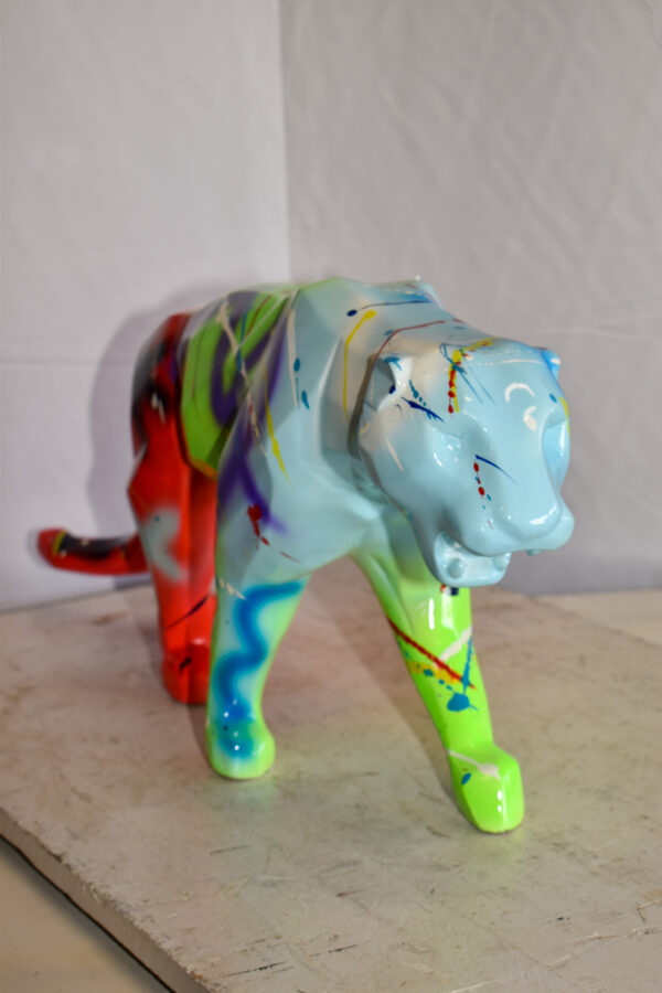 Roaming Graffiti and Splatter paint Jaguar Resin Statue 28" x 7" x 12"H - Image 5