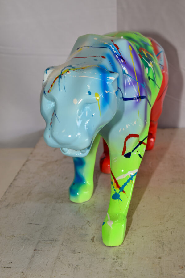 Roaming Graffiti and Splatter paint Jaguar Resin Statue 28" x 7" x 12"H - Image 6