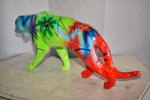 Roaming Graffiti and Splatter paint Jaguar Resin Statue 28" x 7" x 12"H - Image 9