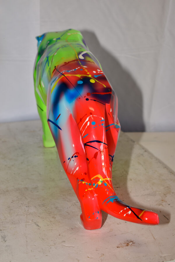 Roaming Graffiti and Splatter paint Jaguar Resin Statue 28" x 7" x 12"H - Image 10
