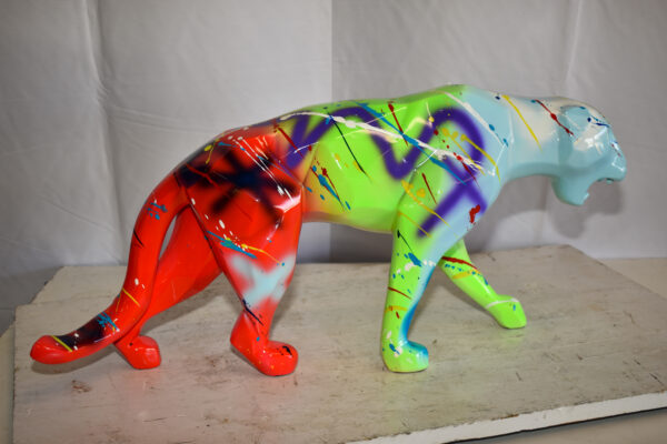 Roaming Graffiti and Splatter paint Jaguar Resin Statue 28" x 7" x 12"H - Image 12