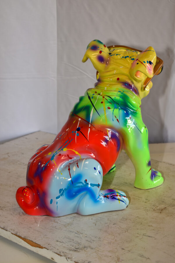 Multicolored Bulldog With Shades Resin Statue 16" x 9" x 13"H - Image 7
