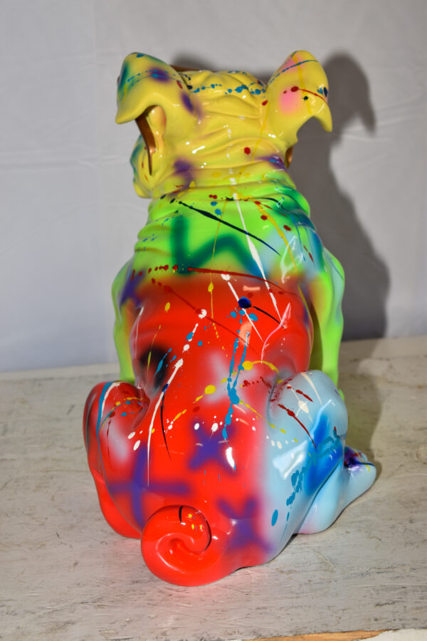 Multicolored Bulldog With Shades Resin Statue 16" x 9" x 13"H - Image 8