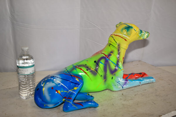 Modern Graffiti Sitting Greyhound Dog Resin Statue 19" x 9" x 12"H - Image 4