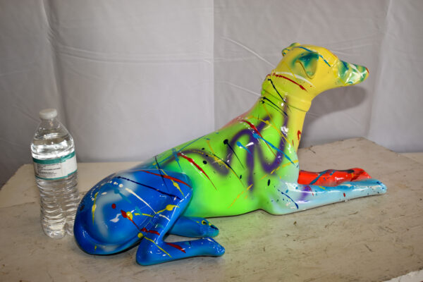 Modern Graffiti Sitting Greyhound Dog Resin Statue 19" x 9" x 12"H - Image 5
