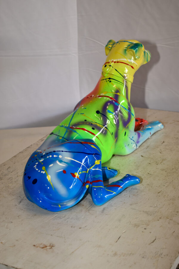 Modern Graffiti Sitting Greyhound Dog Resin Statue 19" x 9" x 12"H - Image 6