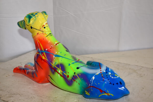 Modern Graffiti Sitting Greyhound Dog Resin Statue 19" x 9" x 12"H - Image 8