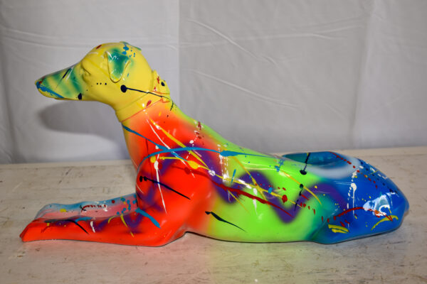 Modern Graffiti Sitting Greyhound Dog Resin Statue 19" x 9" x 12"H - Image 9