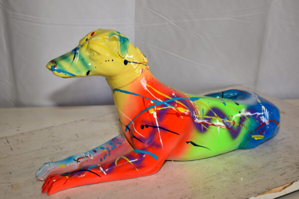 Modern Graffiti Sitting Greyhound Dog Resin Statue 19" x 9" x 12"H - Image 10