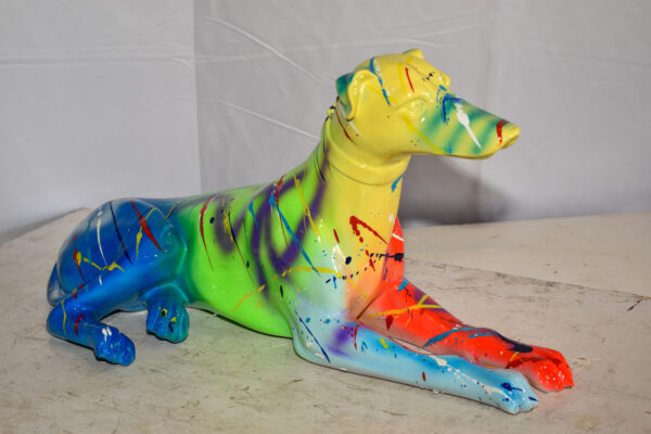 Modern Graffiti Sitting Greyhound Dog Resin Statue 19" x 9" x 12"H - Image 13