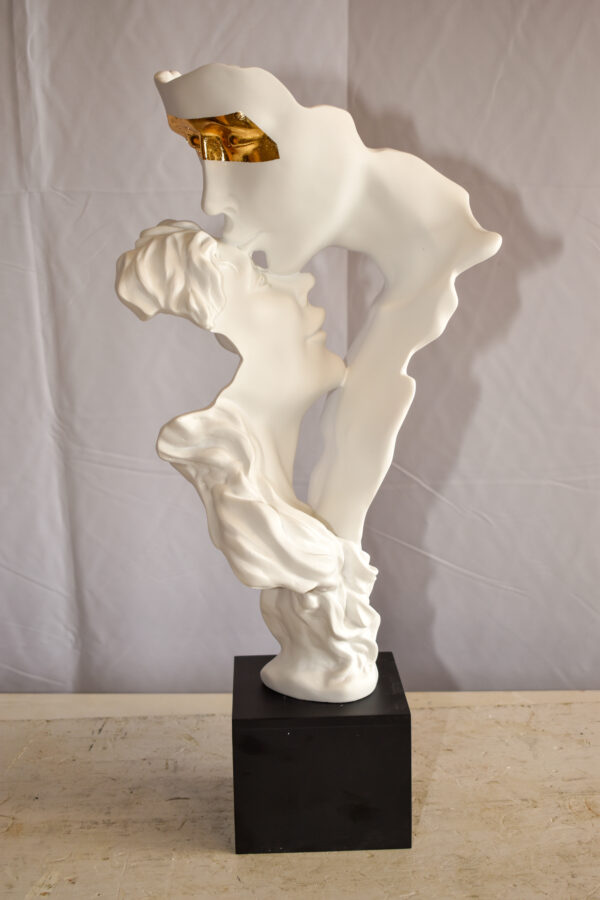 Abstract Modern Lovers White Resin Statue 12" x 8" x 26"H - Image 3
