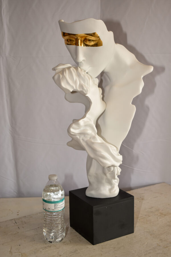 Abstract Modern Lovers White Resin Statue 12" x 8" x 26"H - Image 4