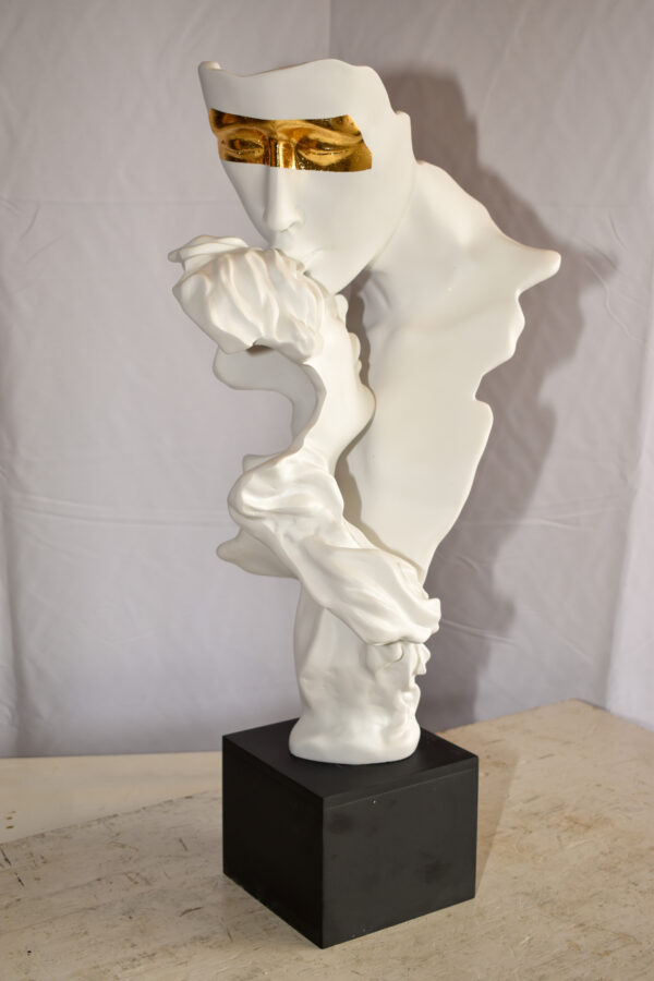 Abstract Modern Lovers White Resin Statue 12" x 8" x 26"H - Image 5
