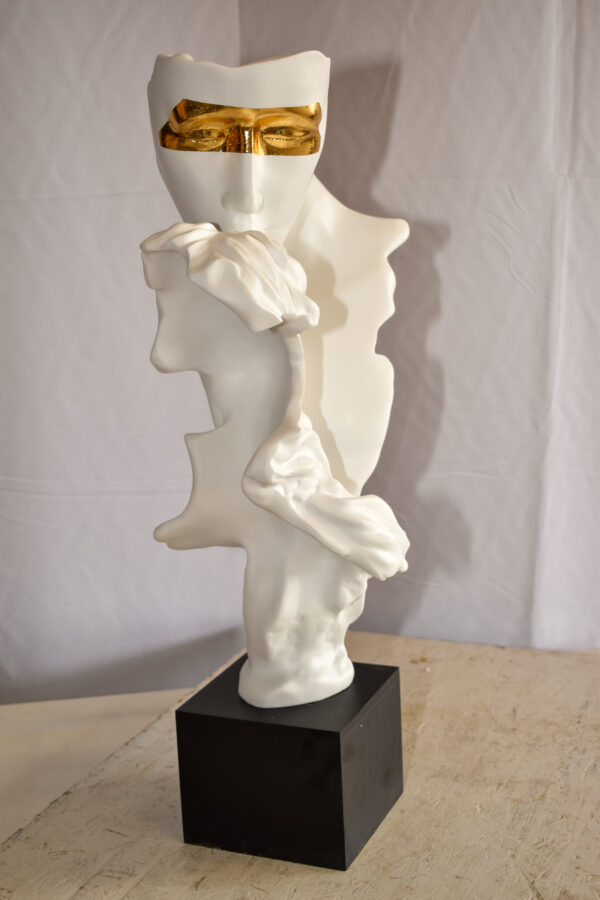 Abstract Modern Lovers White Resin Statue 12" x 8" x 26"H - Image 6