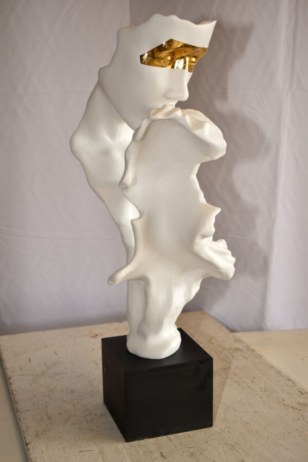 Abstract Modern Lovers White Resin Statue 12" x 8" x 26"H - Image 7