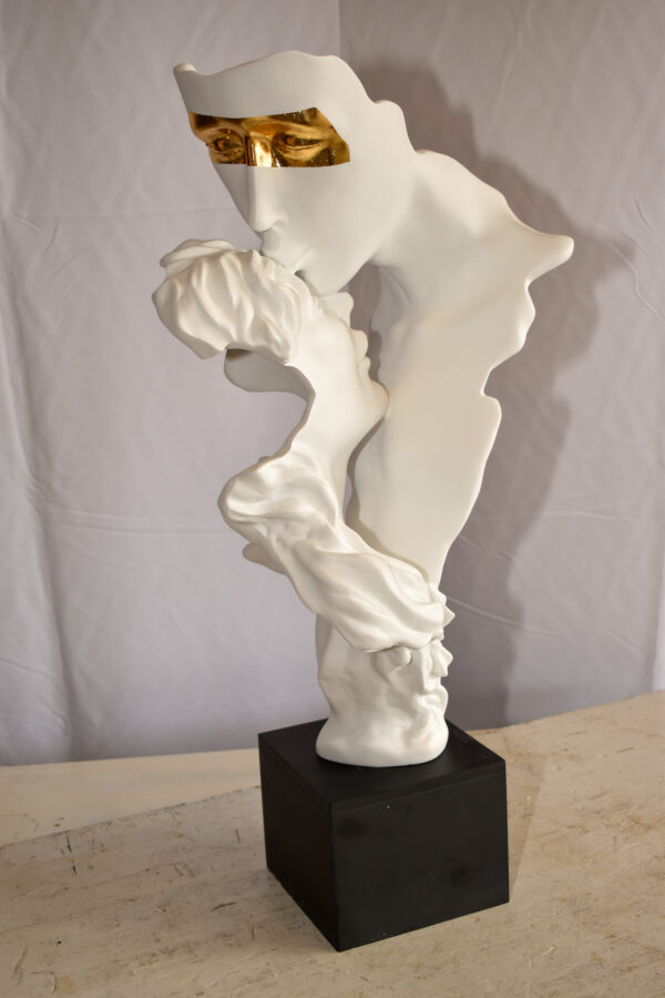 Abstract Modern Lovers White Resin Statue 12" x 8" x 26"H - Image 12