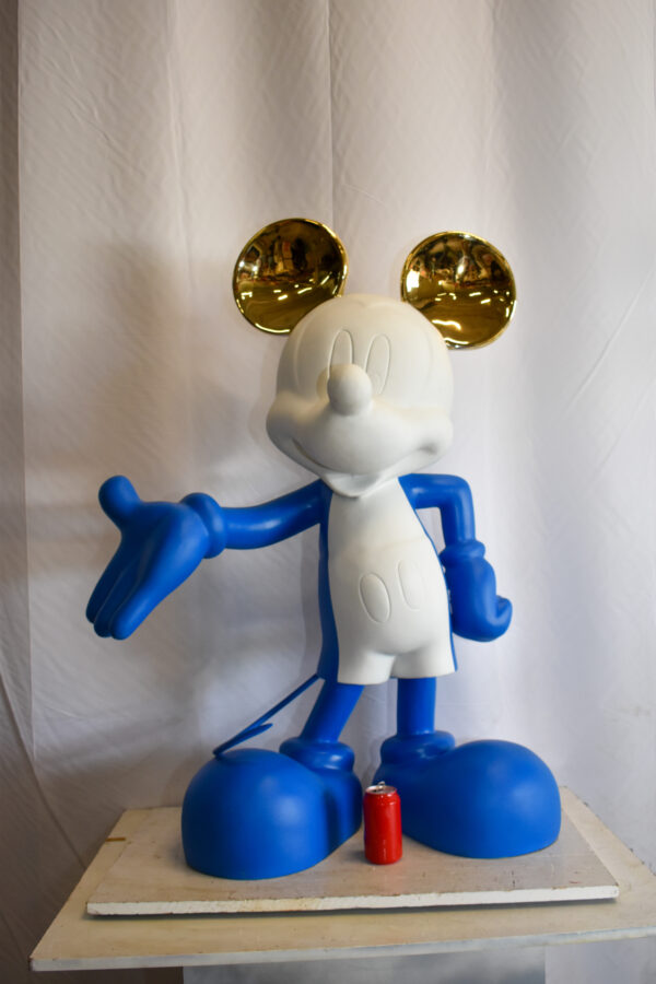 Chic Blue and White Giant Mickey Mouse Resin Statue 31" x 15" x 48"H - Image 3