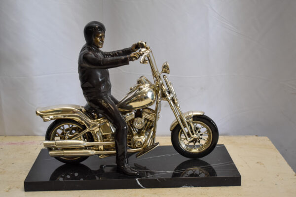 Harley Davidson Rider on his Bike Replica Bronze Statue 20" x 9" x 13"H - Image 13