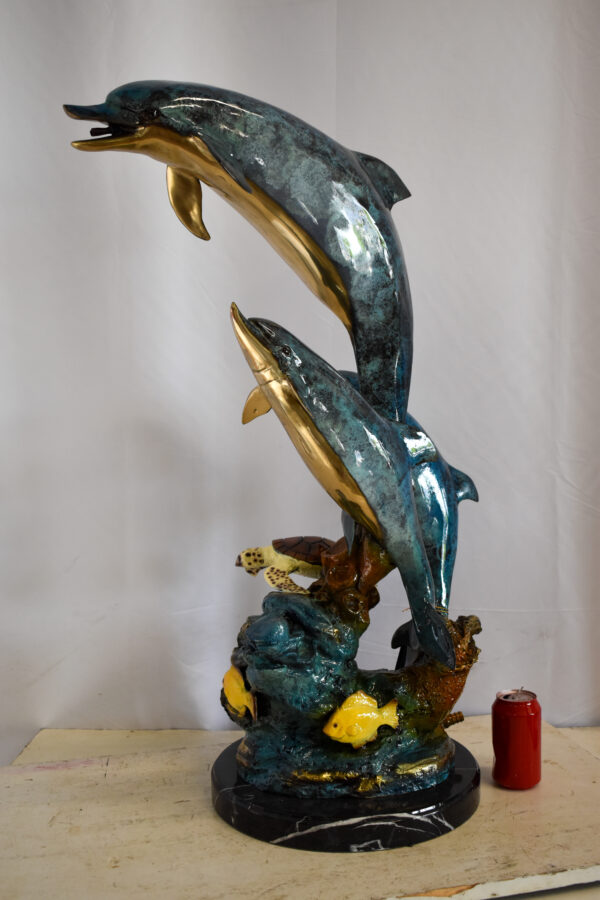 Nautical Dolphins Bronze Statue Fountain 23" x 13" x 36"H - Image 4
