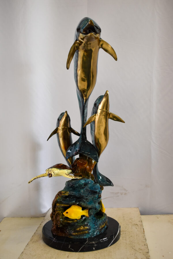Nautical Dolphins Bronze Statue Fountain 23" x 13" x 36"H - Image 6