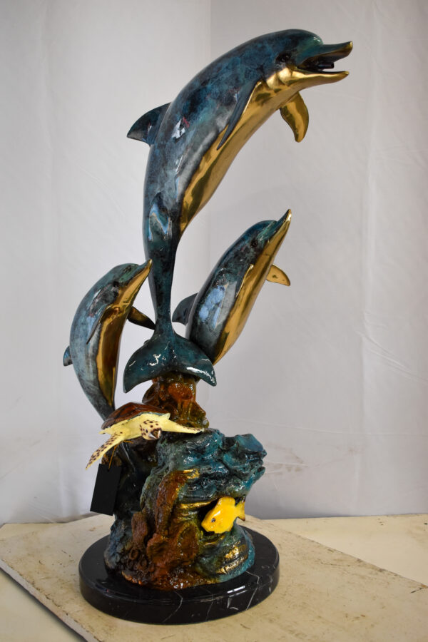 Nautical Dolphins Bronze Statue Fountain 23" x 13" x 36"H - Image 7