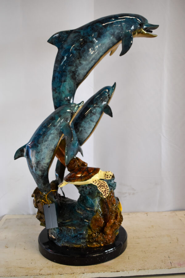 Nautical Dolphins Bronze Statue Fountain 23" x 13" x 36"H - Image 10