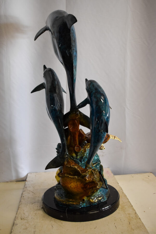 Nautical Dolphins Bronze Statue Fountain 23" x 13" x 36"H - Image 12