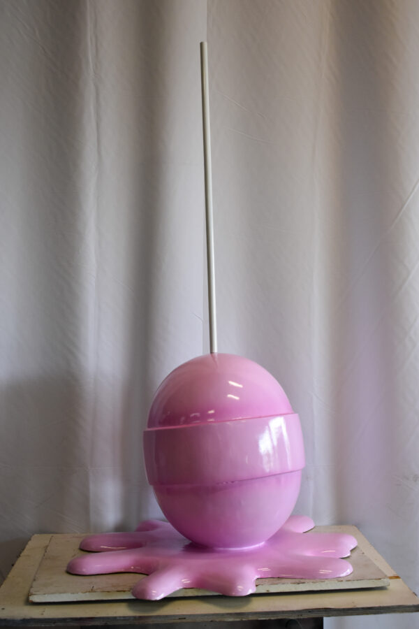Giant Modern Pink Melting Lollipop Resin Statue 31" x 27" x 56"H - Image 3