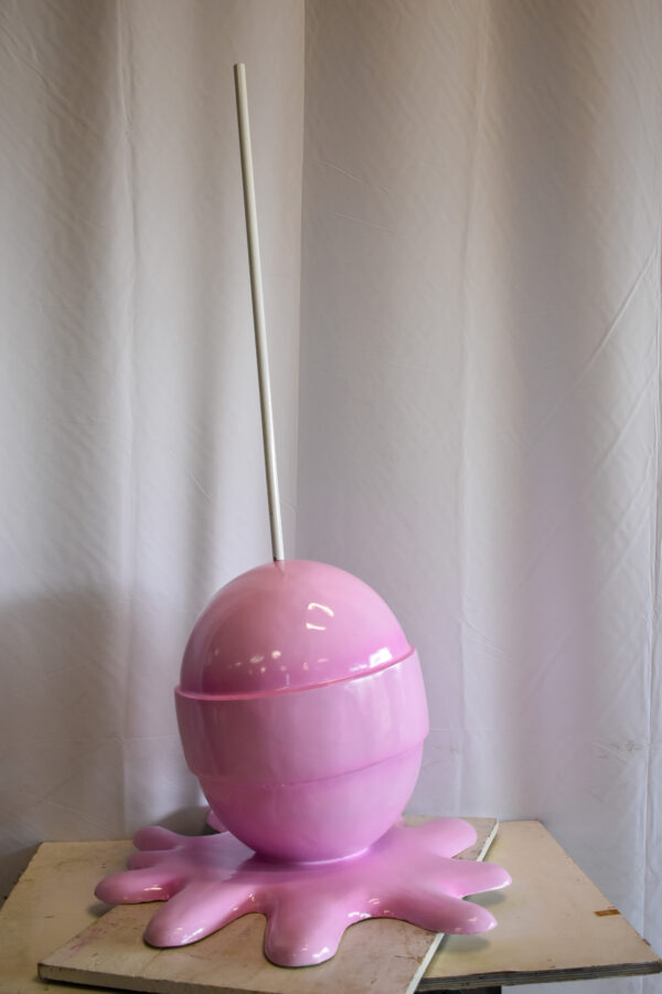 Giant Modern Pink Melting Lollipop Resin Statue 31" x 27" x 56"H - Image 5