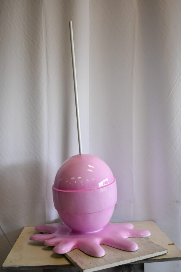 Giant Modern Pink Melting Lollipop Resin Statue 31" x 27" x 56"H - Image 6