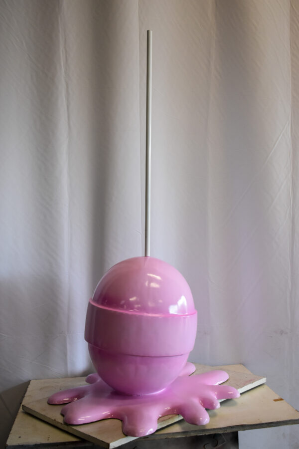 Giant Modern Pink Melting Lollipop Resin Statue 31" x 27" x 56"H - Image 8