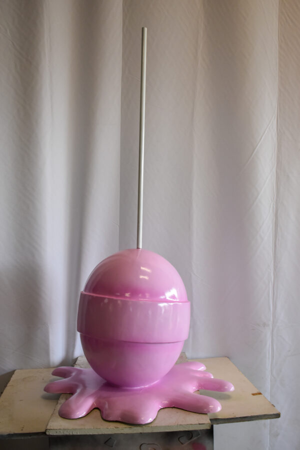 Giant Modern Pink Melting Lollipop Resin Statue 31" x 27" x 56"H - Image 9