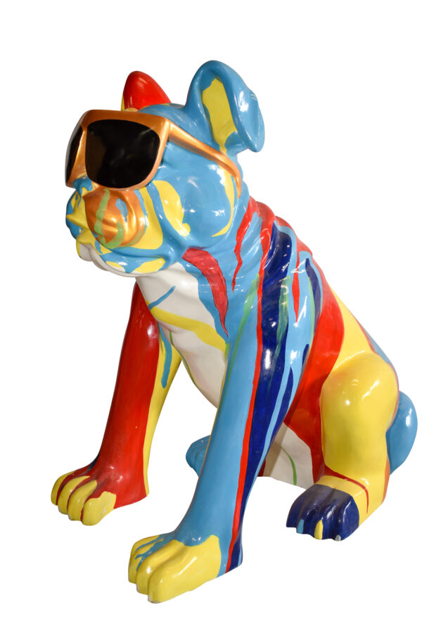Giant Graffiti Looking British Bulldog with Glasses Resin Statue 29"x 50" x 50"H