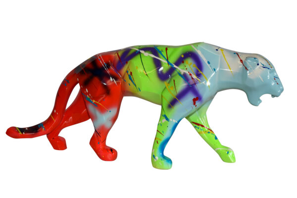 Roaming Graffiti and Splatter paint Jaguar Resin Statue 28" x 7" x 12"H