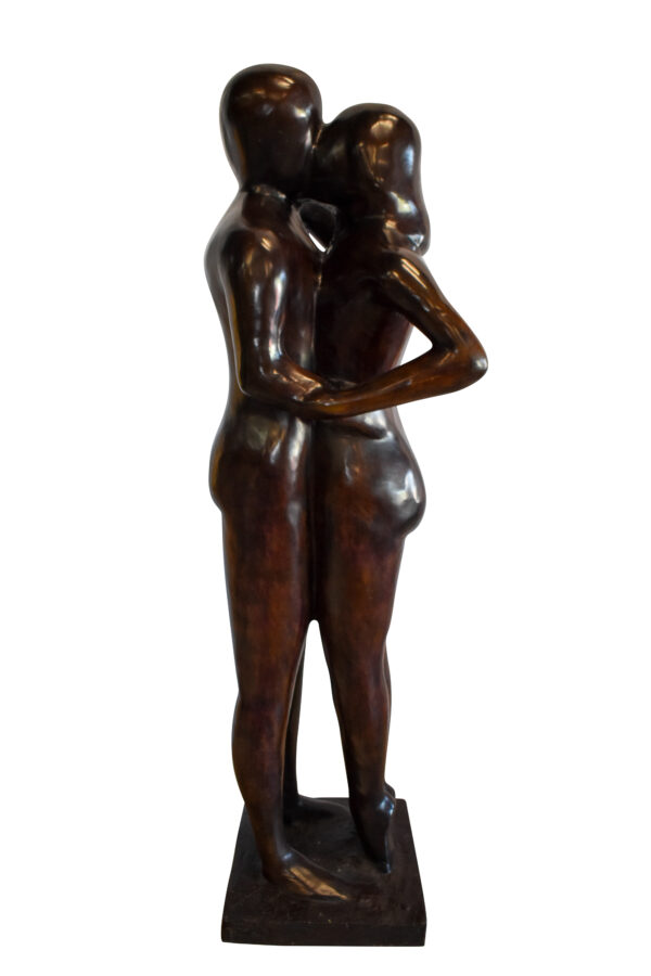 Two Lovers Embracing Standing Up Bronze Statue 22" x 19" x 73"H