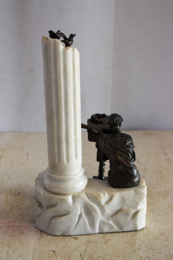 Two Pensive Goddesses by Marbe Pillar Bronze Statue  8" x 8" x 13"H - Image 6