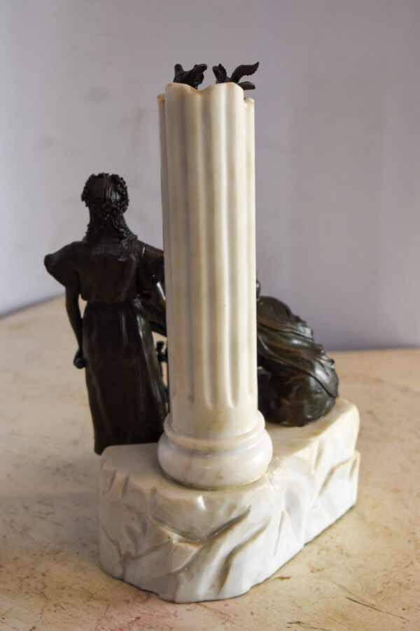 Two Pensive Goddesses by Marbe Pillar Bronze Statue  8" x 8" x 13"H - Image 7