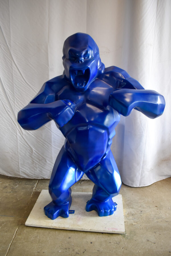 Geometric Powerful Giant Blue King Kong Resin Statue 47" x 26" x 61"H - Image 3