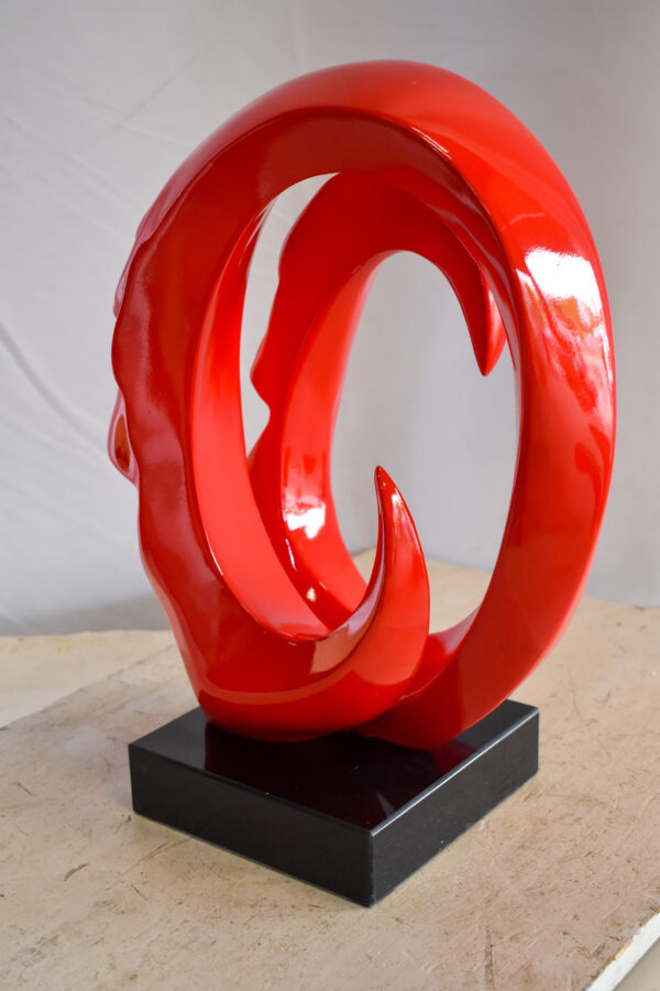 Creative Red MultiFace Statue on Base Signed by Leonardo Bruno 14" x 12" x 19"H - Image 7